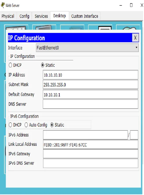 Ilustración 9.Cuadro de configuración Servidor Web 
