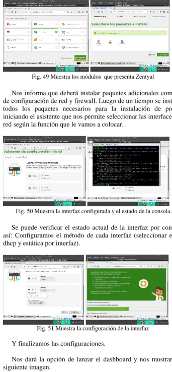 Fig. 50 Muestra la interfaz configurada y el estado de la consola. 
