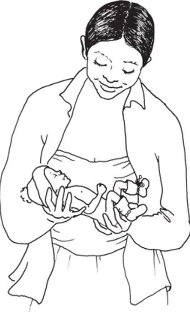 Figura 1: Posición del recién nacido para colocarlo junto a la madre (Fuente: OMS, El 