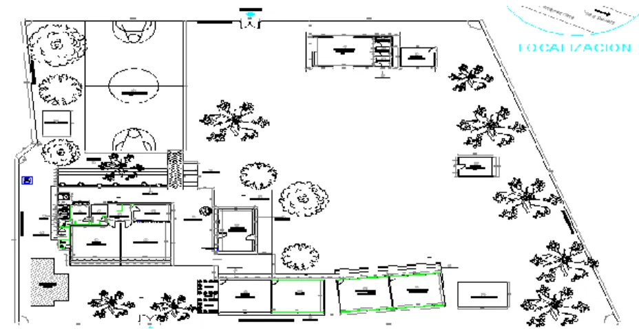 Figura 1. Distribución en planta de la Sede Fátima de la Institución Educativa Marco Fidel  Suarez