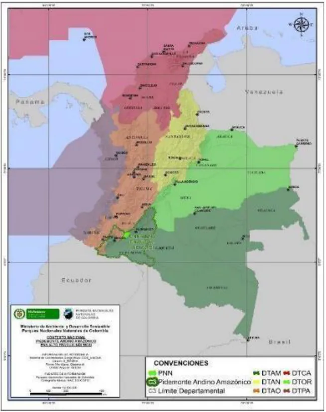 Mapa 1. Localización general PNN AFIW. Tomado Plan de Manejo, en actualización, 2017 