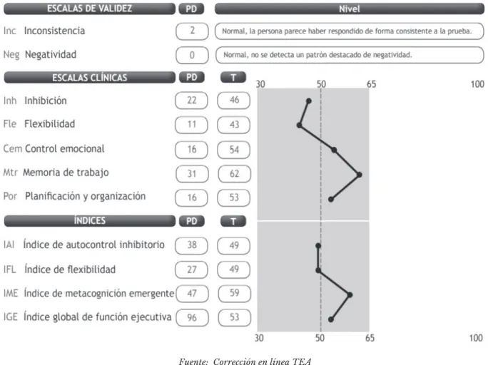 Figura 8  Perﬁ l test BRIEF-P Niño A 