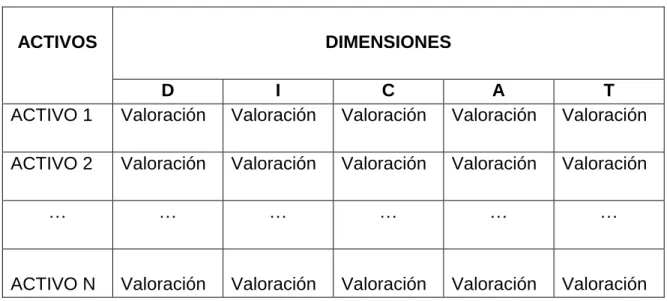 Tabla 10 Proceso de valoración de activos 