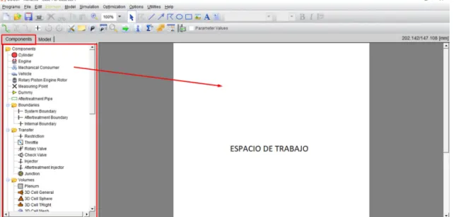 Figura 3.1. Espacio del trabajo en AVL Boost. 