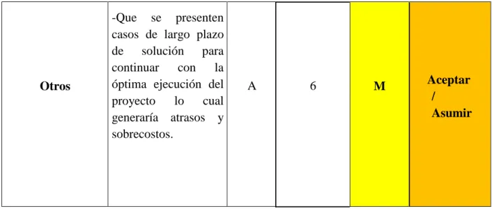 Tabla 12 Categorización de los riesgos 