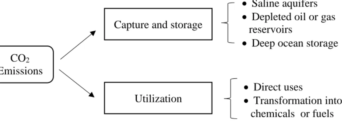 Figure 4. Possibilities to reduce carbon dioxide emissions to the atmosphere. 