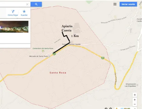 Mapa de ubicación del Apiario Cuesta  Fuente: Maps.google.com 
