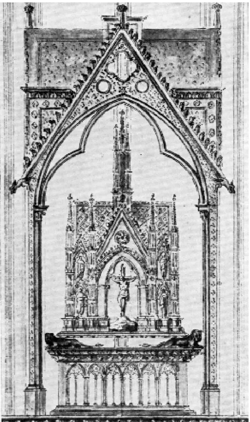 Fig. 5. Frente de la Grande Châsse anteriormente en la Sainte-Chapelle de París (1239/41-48), según un dibujo de finales del siglo XVII.
