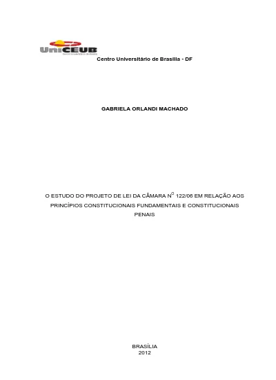 O Estudo Do Projeto De Lei Da Câmara Nº 122/06 Em Relação Aos ...