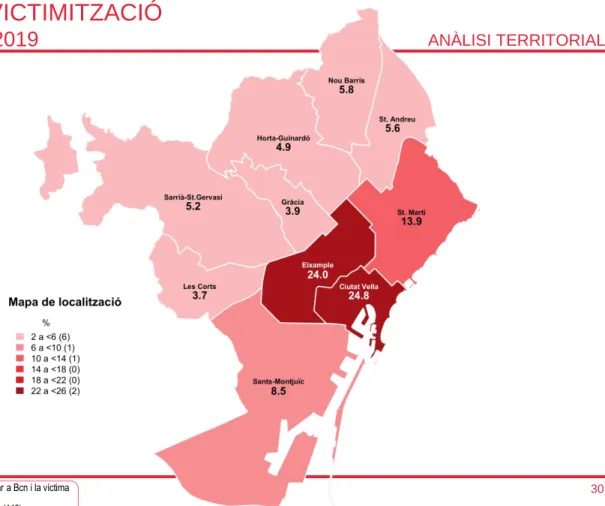 Mapa de localització dels fets de  victimització 