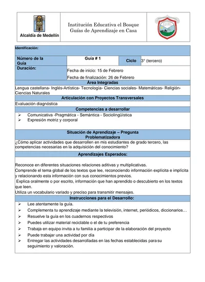 Institución Educativa El Bosque Guías De Aprendizaje En Casa 6312