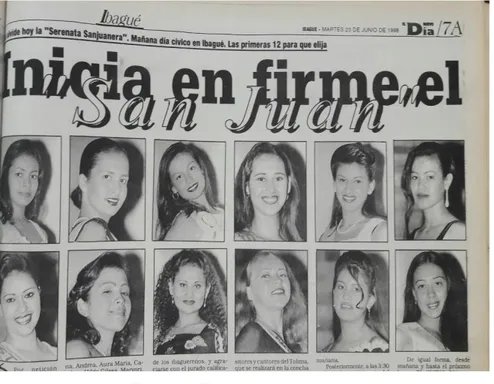 Figura 8. Candidatas al reinado cívico urbano de 1998 