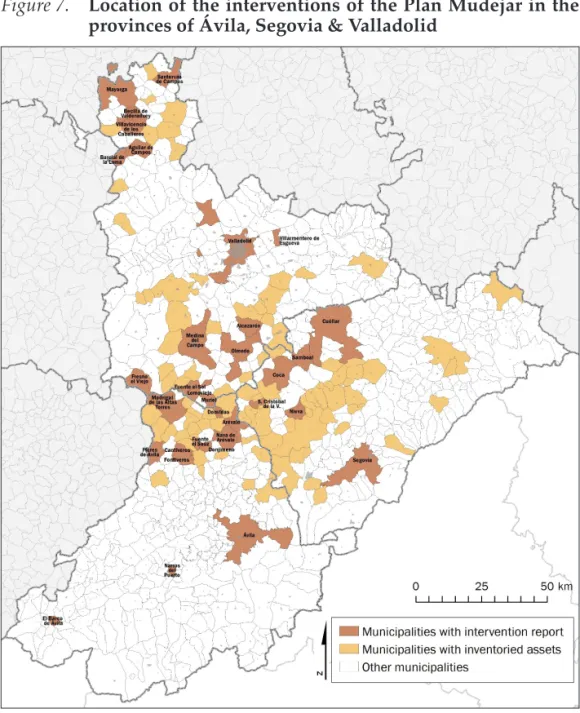 Figure 7.   Location of the interventions of the Plan Mudejar in the 