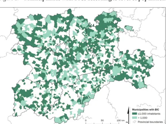 Figure 1.	 	Municipalities	with	BICs	according	to	level	of	population