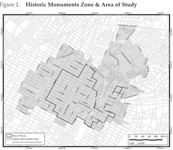 Figure 1.	 Historic	Monuments	Zone	&amp;	Area	of	Study