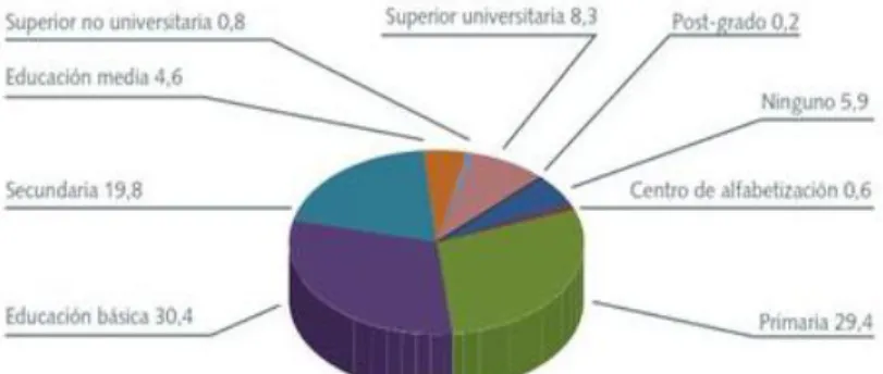 Gráfico 2.- Datos sobre nivel educativo en la Región I, 2015. 