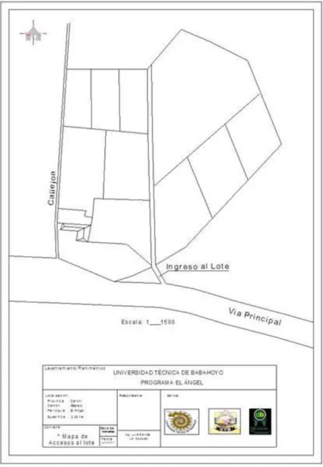 Mapa 2.- Vía de acceso al lote, UTB, 2015. 