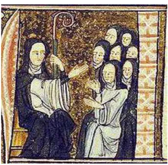 Figura 22: Hildeagra de Bingen              Fig. 23: Hideagra y su comunidad de monjas