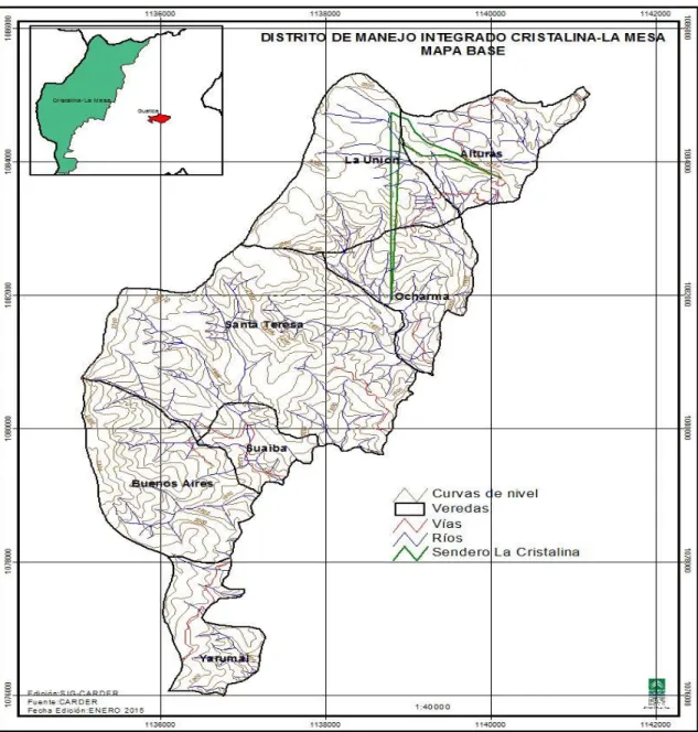 Ilustración 3. Mapa Distrito de Manejo Integrado Cristalina-La Mesa 
