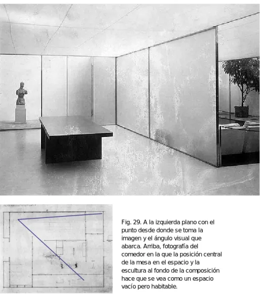 Fig. 29. A la izquierda plano con el  punto desde donde se toma la  imagen y el ángulo visual que  abarca