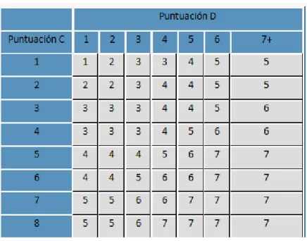 Tabla 1.16. Puntuación final. [7] 