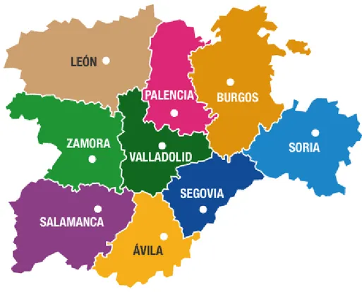 Figura 8. Mapa de Castilla y León. Fuente: página web Destino Castilla y León 
