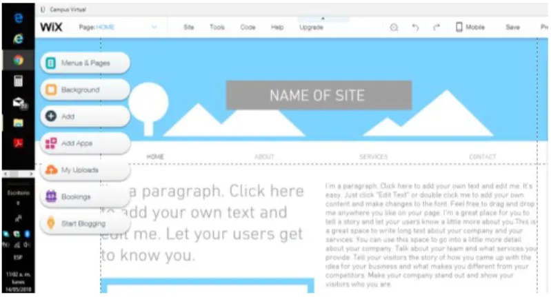 Figure 21. Options to select in order to build the website proposed. 
