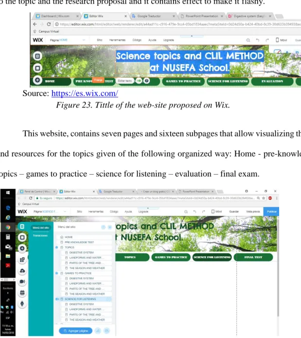 Figure 23. Tittle of the web-site proposed on Wix. 