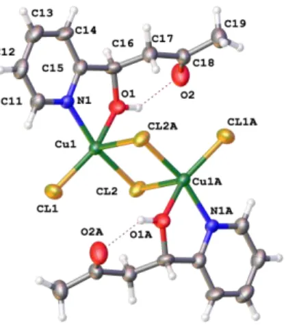 Figure  2.  Structure  of  1a  showing  the  association  into  dimers  in  solid  state  through  Cu-Cl  interactions