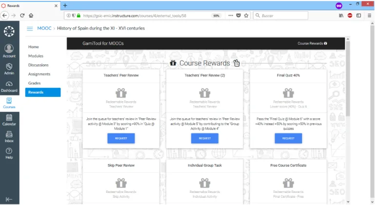 Fig. 6. Redeemable rewards design that is described in the given MOOC teaching scenario (students’ view).