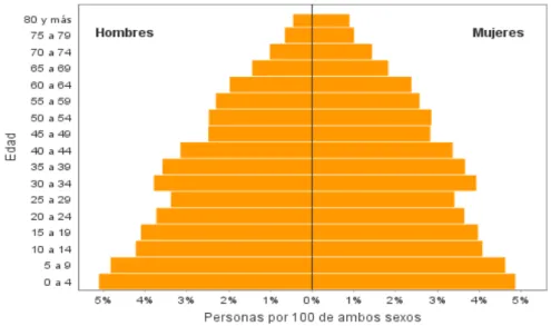 Gráfico 3.1: Pirámide de la Población española en el año 1965. 