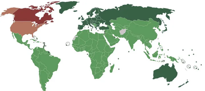 Fig  2.  Posición  de  los  países  en  2011  respecto  del  Protocolo  de  Kioto.  Fuente:  portal  de  ingenieros  españoles, 2011