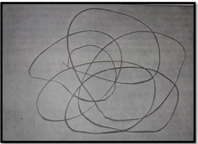 Figura 1: garabatos controlados circulares,  repetidos, su autor es un niño de tres años
