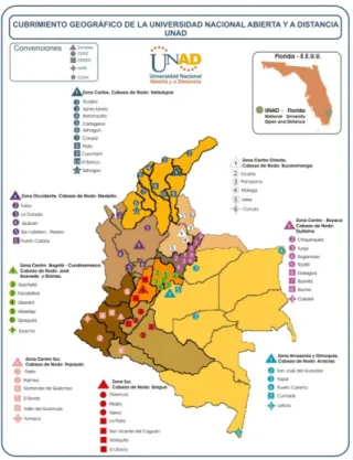 Figura 1. Mapa Geográfico de la UNAD 