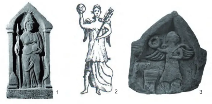Fig. 4. 1. Brigantia de Birrens (RIB, XIX, 2091); 2. Victoria de Risingham (Horsley, 1732); Victo- Victo-ria de Bolton (Halkon, 1998).