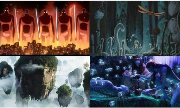 Figura 3. Vistas de Nausicaä de Hayao Minazaki (arriba) y Avatar de James  Cameron (abajo)