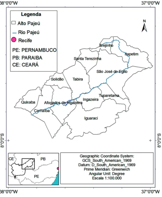 Figura 2 – Localización de los municipios del Alto de Pajeú, Pernambuco. 