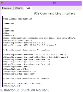 Ilustración 9. OSPF en Router 3 