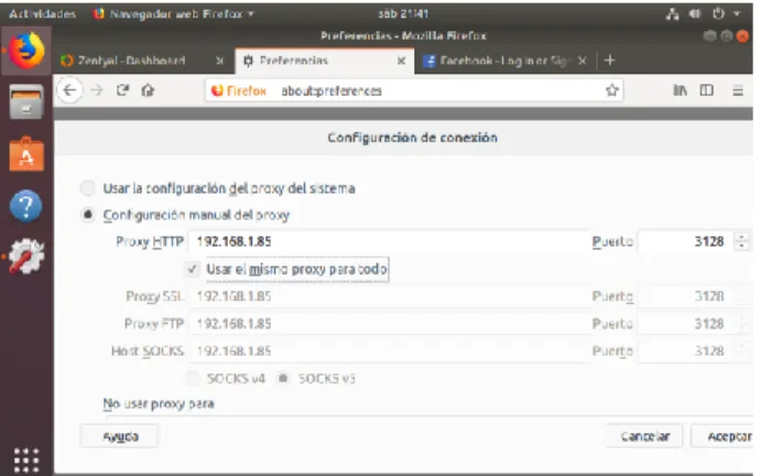 Fig. 11. Prueba del funcionamiento de control del proxy, (22 de mayo  de 2018.)  