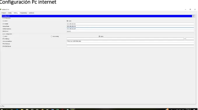Figura 4 Configuración PC Internet