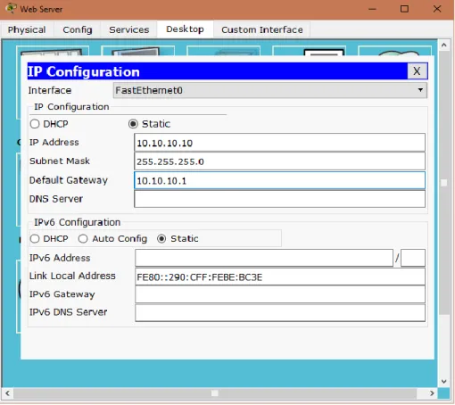 Figura 9. Configuración Web Server. 
