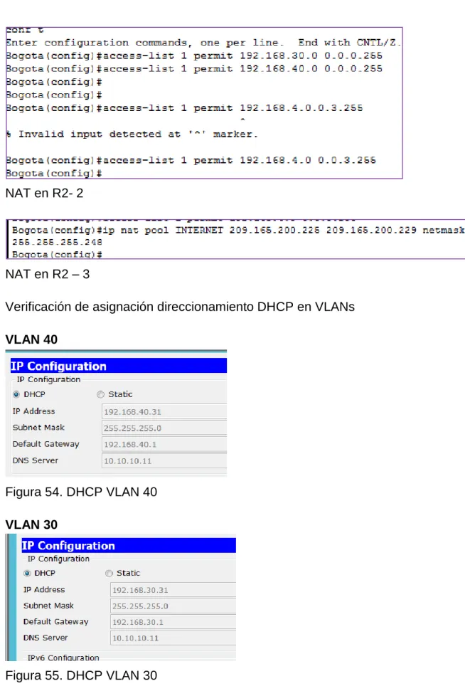 Figura 54. DHCP VLAN 40  VLAN 30 