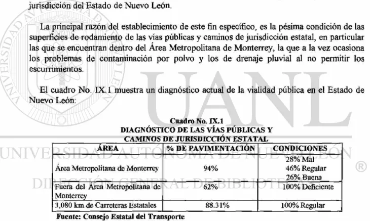 Cuadro No. IX. 1 