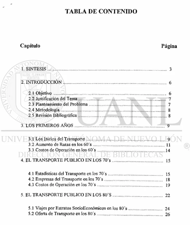 TABLA DE CONTENIDO 