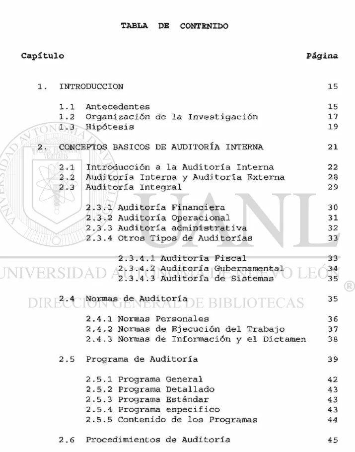 TABLA DE CONTENIDO 