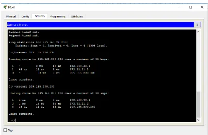 Figura 14 Tracert del PC-A al PC Internet 