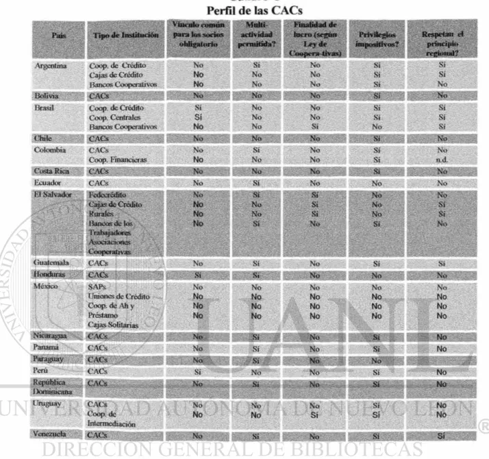 Cuadro C  Perfil de las CACs 