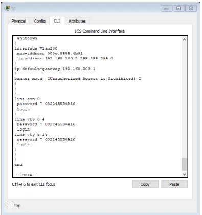Figura 10. Configuración del Switch 1 password acceso 