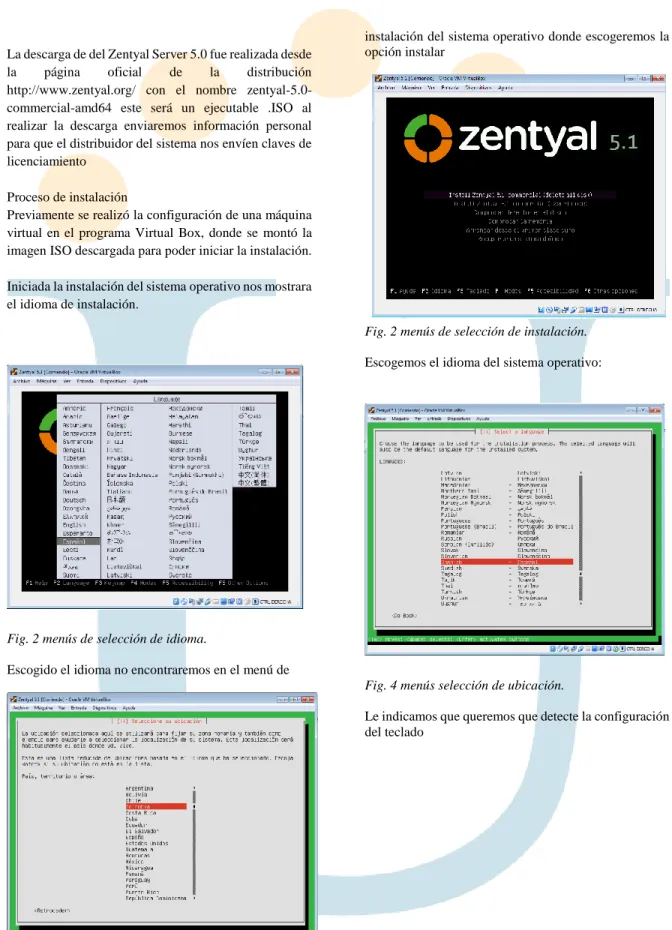 Fig. 2 menús de selección de idioma. 