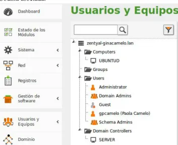 Fig. 10 Equipo Ubuntu vinculado al dominio en Zentyal 